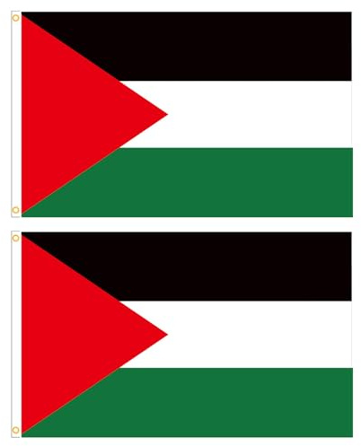 Drapeau Palestine 150x90 cm, Banniere Palestine avec 2 Oeillets Métalliques Coutures Doubles Robustes et Couleurs Éclatantes, Drapeaux Résistants aux Intempéries