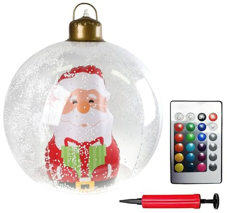 Pallina di Natale gonfiabile gigante luminosa 24 - Decorazione natalizia per esterni con LED e telegistratore, palla di Natale video per giardino, cortile, portico, decorazione per feste di Natale (A