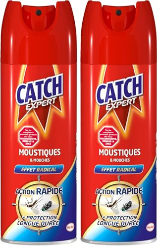 Catch Expert – Aérosol Barrière Mouches (400 mL) – 4 heures de protection – Insecticide Anti Mouches (Lot de 2)