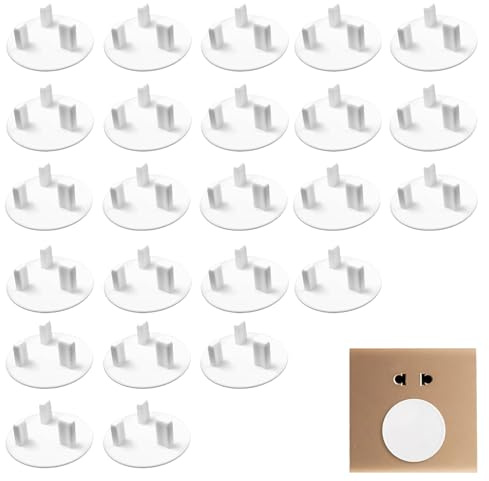 24 Pack Plug Socket Covers UK, Plug Covers for Sockets UK, Plug Protectors Baby UK, Socket Protectors, for Child Safety at Home & School(White)