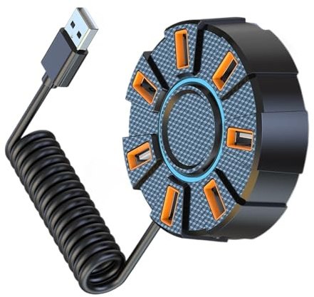 RGYBAO 7 Port USB 2.0 Hubs With Colorful LED Lighting And External Power Supply For Multiple Device Connection