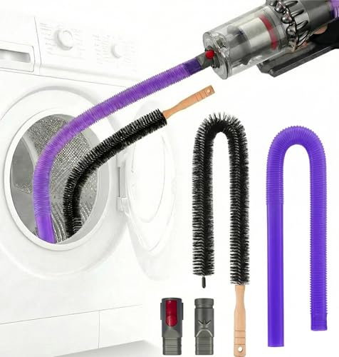 HUA JET 2-Pack Tumble Dryer Lint Cleaning Hose for Dyson V6-V15, Dryer Vent Vacuum Attachment with V6/V7 Adapter, 85cm Flexible Extension Hose for Dryer Vent & Vacuum Cleaner