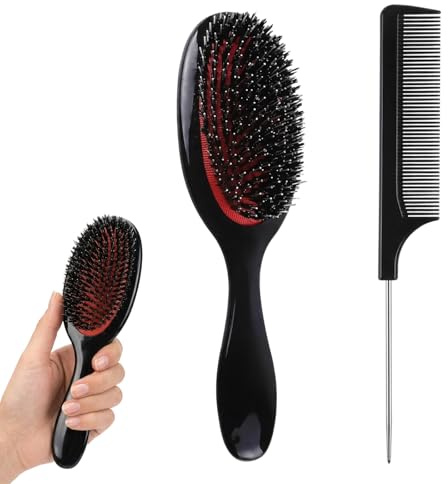 Wildschweinborsten Haarbürste, Extensions Bürste,Natürliche Haarbürste Mit Sanften Borsten Für Empfindliche Kopfhaut, Ideal Für Tägliche Haarpflege Und Professionelles Styling