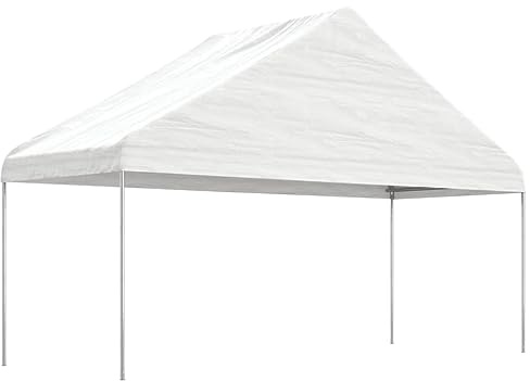 Qnhdfrt Gazebo Tendone per Feste in PE 17,84x5,88 m Bianco | Ampio padiglione per eventi in giardino e cortile, con robusta struttura in acciaio zincato e copertura ombreggiante.