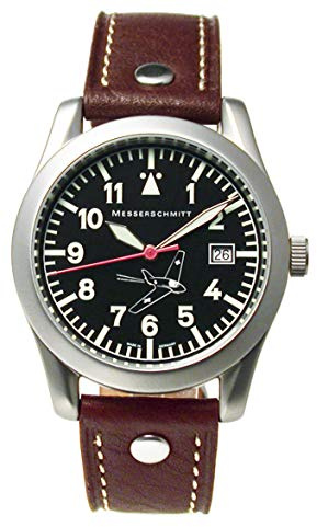 Messerschmitt Fliegeruhr mit Datumanzeige und Lederarmband, ME 163-40