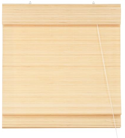 Victoria M. Bambus Raffrollo Sonnenschutz Sichtschutz Rollo Seitenzugrollo, für Fenster und Türen, Blickdicht, 90 x 220 cm, Natur