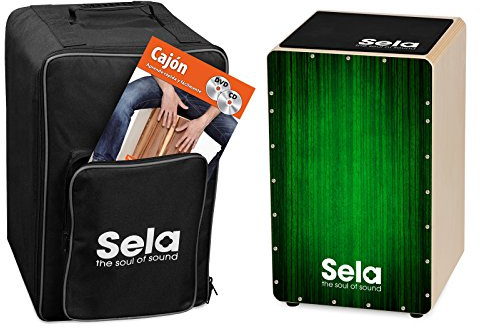 Sela SE 125 ES Varios Green Cajon Bundle mit Rucksack, Sitzpad, spanischer Anfängerschule, CD und DVD