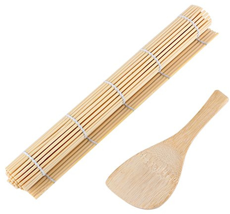 Bambus Sushi Making Kit Sushi Selbst Machen Set Sushi Roll-Kit Sushi Rollmatte Reis Paddle Square Sushi Roller Bambusmatte Plus Reis Paddle DIY Sushi Machen Utensilien Kit
