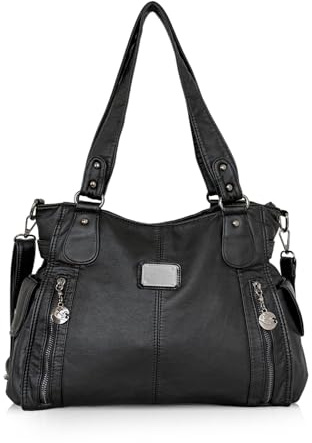 NICOLE & DORIS Borsa donna alla moda Borsa a mano Borsa a tracolla Grandi tasche borsa messenger Borse Tote in morbido PU Pelle Nero