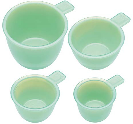 KitchenCraft Milk Glass Measuring Cup Set in Gift Box, Jade Green, 4 Pieces,KCMCUPGRN