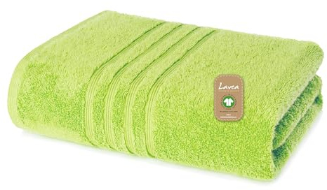 Lavea® Badetuch 100x150 cm – Apfelgrün | 100% Baumwolle – Großes Duschtuch, saugstark, weich und hautfreundlich, Frottierserie Bali, waschbar und strapazierfähig