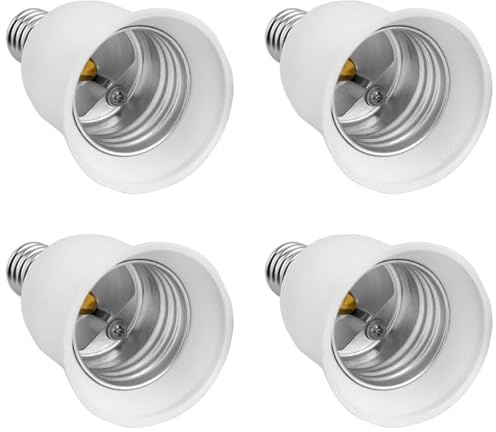 Akynite 4 Stycken Adaptrar E14 Till E27 För Glödlampor, LED Och Energisparlampor - Sockelomvandlare Och Lampsockeladapter Från Liten Till Stor