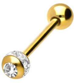 PIERCINGLINE - Barbell de acero quirúrgico | Bola epoxi + cristal | Piercing para el pecho | Color y tamaño a elegir, 5 mm, Acero quirúrgico 316L/resina epoxi