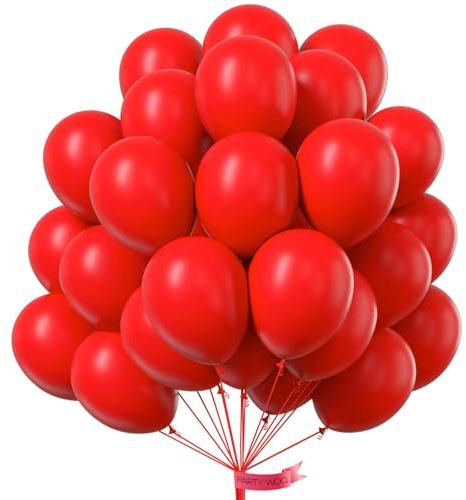 PartyWoo Red Balloons 50pcs 12 Inch Red Helium Balloons for Birthday Graduation Bachelorette Citizenship Firefighter Strawberry Anniversary Cherry Casino Movie Theme Party Decorations Red-Y57