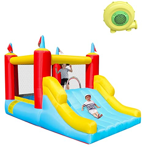 HomeMiYN Hüpfburg, Kinder Outdoor & Indoor Einsatz mit Gebläse und große rutsche, geeignet für 3 bis 10 Jahre alt (330 * 210 * 195cm)