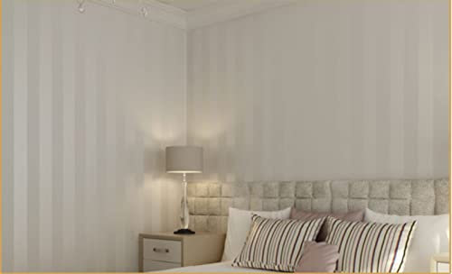 Crème-Blanc Papier peint intissé 9,5 x 0,53 m Rayures Papier peint 3D Rayures verticales Papier peint Minimaliste non tissé pour la maison Chambre Salon Papier peint Décoration murale