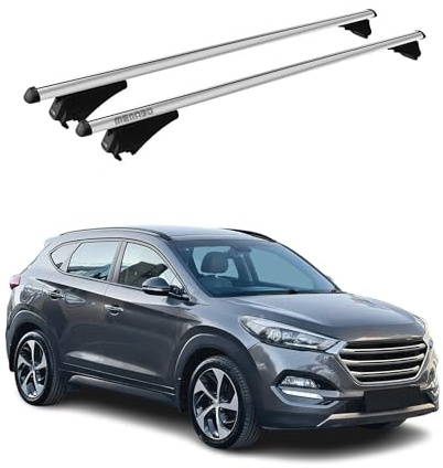 Menabo Grundträger Dachträger kompatibel mit Hyundai Tucson 2015-2025 Aluminium Grau 2X