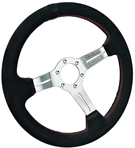 Sportlenkrad Auto Drift Sportlenkrad 13 Zoll 330mm Universal Wildleder Racing Lenkrad Sport Schwarz SportlenkräDer (Color : Titanium Silver)
