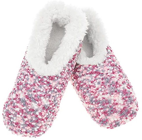 Snoozies! Popcorn supermjuka damtofflor med halkfri sula - Damstorlekar från 3-7, Rosa, Small