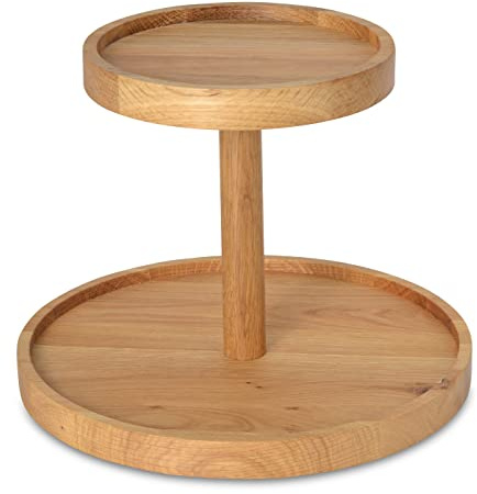 Natuhr Etagere Kuchenplatte - Delight - Servierplatte Käseplatte Obstteller Tortenplatte Eiche Massivholz (32 cm Durchmesser)