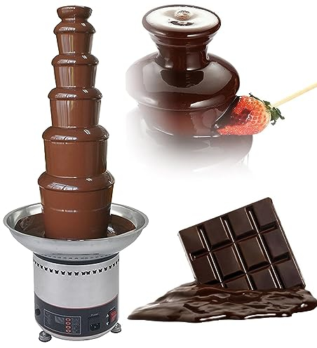 GIZMIT Fuentes de Chocolate de Acero Inoxidable, Niveles 4/5/6/7 Máquina de fusión de Fondue de Fondue de Fuente eléctrica para la Cascada de Fondue para Cocina Comercial de Bodas para el hogar,6Tier