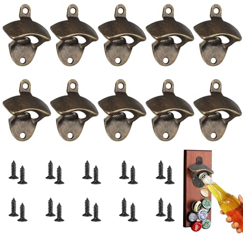 Lot de 10 Décapsuleurs muraux à visser, décapsuleur mural, ouvre-bière, convient pour bar, restaurant, café, cuisine à domicile