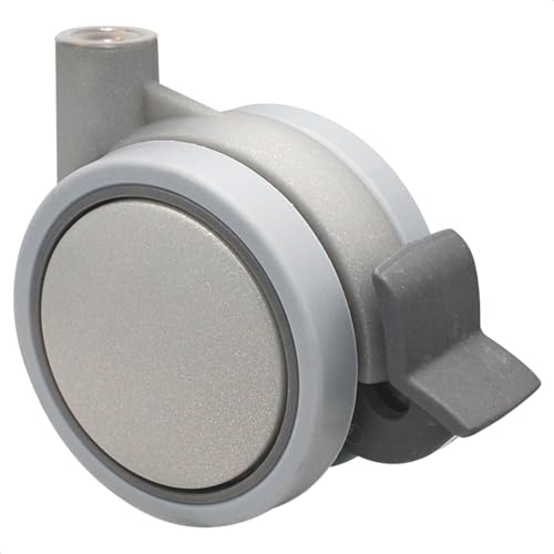 WAGNER 01003001 - Rueda doble para muebles (suave, diámetro de 60 mm, altura de 70 mm, bloqueo, plata, capacidad de carga de 50 kg)