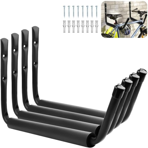 Ziamzra 4 Stück Wandhaken Garage Schwerlast-Gerätehalter Leiter Haken 38cm Wandhaken Schwerlast Storage Hanger Organizer Gartenlagerhaken mit Jumbo-Arm für Leiter Kajaks Fahrrad Schlauch Klappstühle
