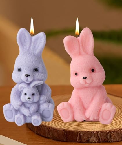 2 Stück Silikonform Ostern, Silikonform Hase Kerzenform 3D Kaninchen Gießform Ostern Gießformen Silikon Ostern Hase Kerzenformen zum Gießen Ostern Silikonformen Gießformen Kerzen for Gips, Kerzen