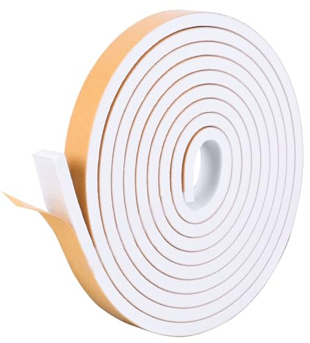 Kikerike Self Adhesive Foam Tape Weatherstrip 1/2in x 1/4in x 16.5Ft High Density Foam Insulation Strips Seal Weather Stripping with Strong Adhesive for Door and Window Sound Isolation Soundproofing