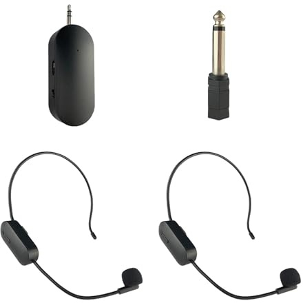 Oshhni Casque Micro et Microphone Portable 2 en 1, système de Casque, système de Haut-Parleur et Micro pour Classe d'enseignement, 2 micros