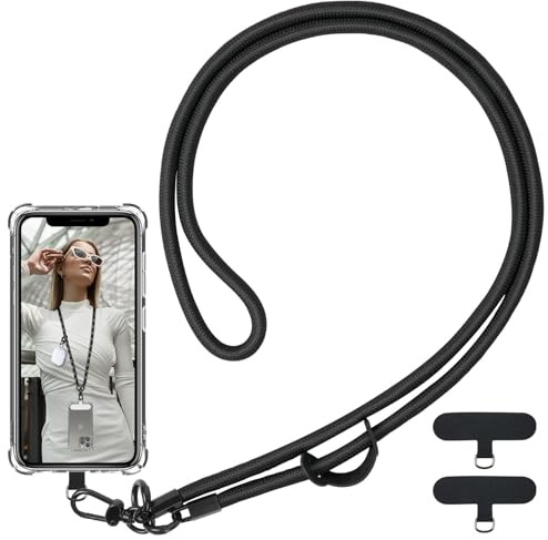 flintronic Phone Lanyard, Crossbody Phone Lanyard Strap with 2 Patches, Universal Cell Phone Cord Strap, Phone Tether, Nylon Neck Strap, Compatible with Most Phone Cases