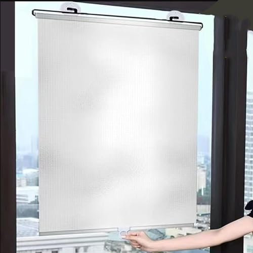 Verdunkelungsrollo, Saugnapf-Thermo-Rollos, stanzfrei einziehbarer Balkon-Sonnenschutz, Sonnenschutz-Isolierung, Schattierungsvorhang, Fenster-Rollo, Küche, Büro, Auto, Sichtschutz (B45 x H125 cm (18