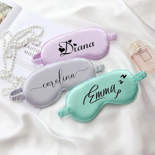 Personalisierte Benutzerdefinierte Augenmaske Schlafmaske, Bequeme & Verstellbare Schlafmaske, Geschenkidee Frauen Superweiche Satin-Augenmasken, Nacht Schlafen Reise Für Damen Und Herren