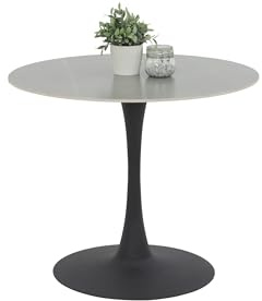 Hela Tische, Esstisch Rund Paola, Dekor Marmoroptik, Steinplatte-Sintered Stone 16mm Matt Grau, Maß Ø90x75cm