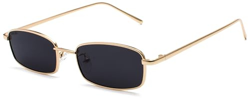 JCTAIFOO Retro Rechteck Sonnenbrille für Frauen Männer Quadratische Schmale Hip Hop Kleine Rahmen Sonnenbrille
