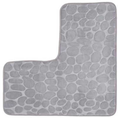 JCZVQPAB Badematte, L-förmige Eck-Badezimmermatte, Memory-Schaum, rutschfest, maschinenwaschbar, saugfähig, Bodenmatte, Duschmatte, Grau, 80 x 80 cm