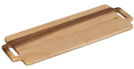 Tala Double Handled Large Rectangular Board, Natural Acacia Wood Serving and Chopping Board with Handles, Ideal for Food Preparation and Elegant Presentation 56.5x30.5x1.5cm