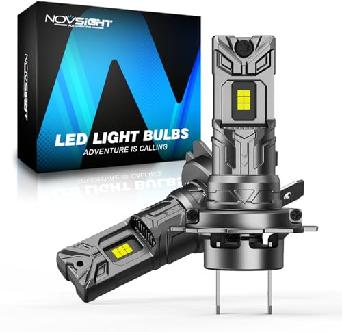 NOVSIGHT Ampoule H7 LED Voiture - 100W 24000LM 6500K H7 LED Lampes de Phares Voiture Automobile Format Mini 1:1 avec Ventilateur de Refroidissement Remplacement pour Kit de Conversion, Lot de 2