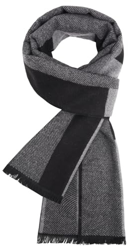UMIPUBO Bufanda Hombre Invierno Pañuelos Fular Cuello Foulard Mantón Tartán Moda Suave Larga Bufandas Cálido y Acogedor Casual de Negocios Elegante Scarf 180x30cm, Gris Claro 2