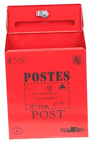 WHAMVOX Vintage Iron Suggestion Box Wall Mount Mailbox Lock Retro Design for Home Office