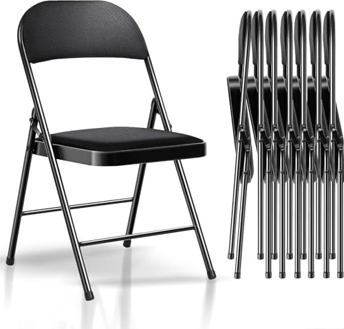 Asdsed Klappstühle 8er Set, Hochbelastbare Klappstuhl Gepolstert, Vormontiert, 204KG Tragkraft, Metall-Klappstuhl für Innen- und Außenbereich, Veranstaltungen, Büro, Garten, Schlafzimmer