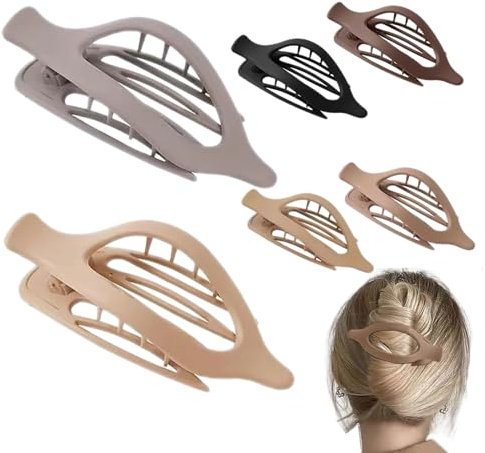 Juego de pinzas planas francesas, accesorios minimalistas para el cabello, pinza horizontal para el cabello con fuerte sujeción, pasadores ligeros de inspiración retro, 6 clips ovalados para mujeres y