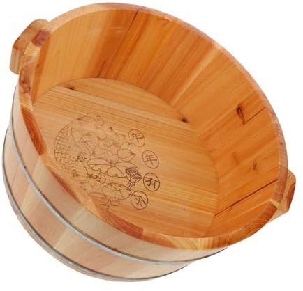 Barril de Pedicura de Madera Marrón, Diseño Profundo, Uso en Sauna | Alivia Cansancio, Cobertura Total, Apto Viaje y Hogar, Interior Amplio para Pies, Remojo Cómodo en Casa