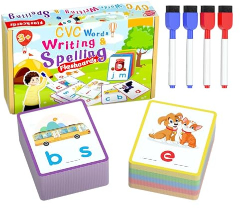 Juegos de deletreo - Juegos de cartas y juegos de ortografía | Juguetes de escritura Tarjetas educativas para aprender a leer para guarderías preescolares enseñanza en casa