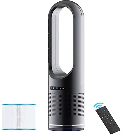 Enfriador y calentador de ventiladores sin aspas, ventilador de torre portátil sin aspas con control remoto, ventilador purificador de aire con filtro HEPA, ventiladores de enfriamiento con