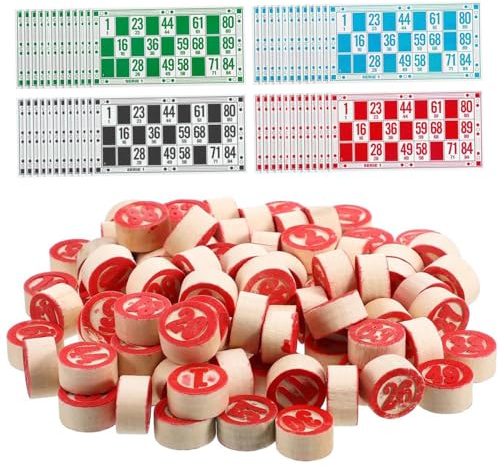 Gioco della tombola Lotto russo Giochi da tavolo Set di giochi educativi per famiglie di bingo Include 48 cartelle di bingo e 90 scacchi in legno per adulti Bambini Aula di famiglia Carnevale