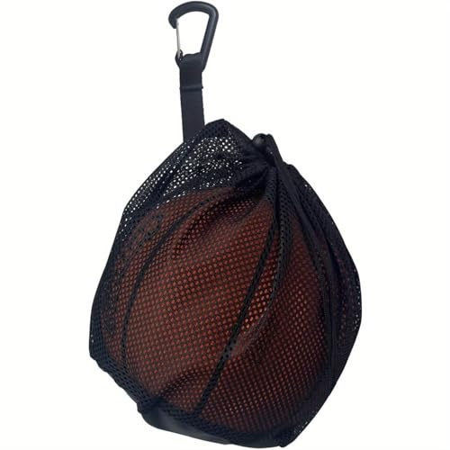 Buaak Balltasche mit Reißverschlusstasche & Rucksackhalter – Tragbares einzelnes Ballnetz für Basketball, Fußball, Volleyball | Freisprech-Sport-Tragetasche