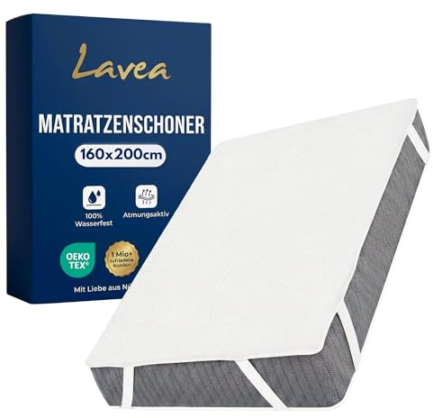 Lavea® 1x Matratzenschoner 160x200 cm – weiß | wasserdicht, Atmungsaktive Matratzenauflage mit Baumwolle Polyester Mix, pflegeleichter Matratzenschutz für Bett und Hotel
