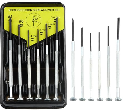 6 Pieces Mini Precision Screwdriver Set, Tiny Thin Miniature Philip and Flat Head Spectacle Screwdriver Repair Tool Kit, Flathead and Phillips Kit for Watch,Glasses,Jewellery